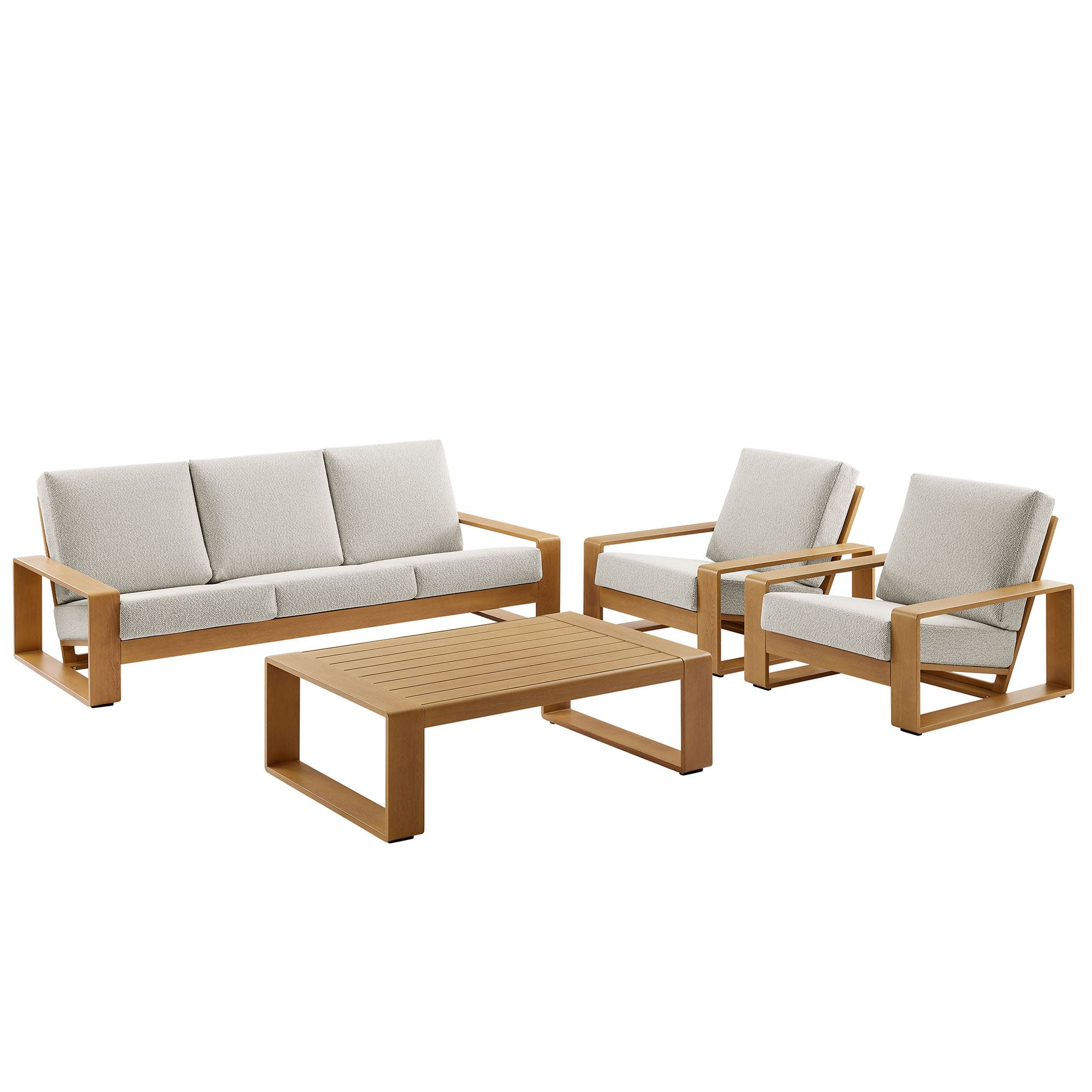 Modway - Lirienne 4-Piece Outdoor Patio Aluminum Faux Wood Furniture Set - Ivory Natural price history on PriceWatchPro
