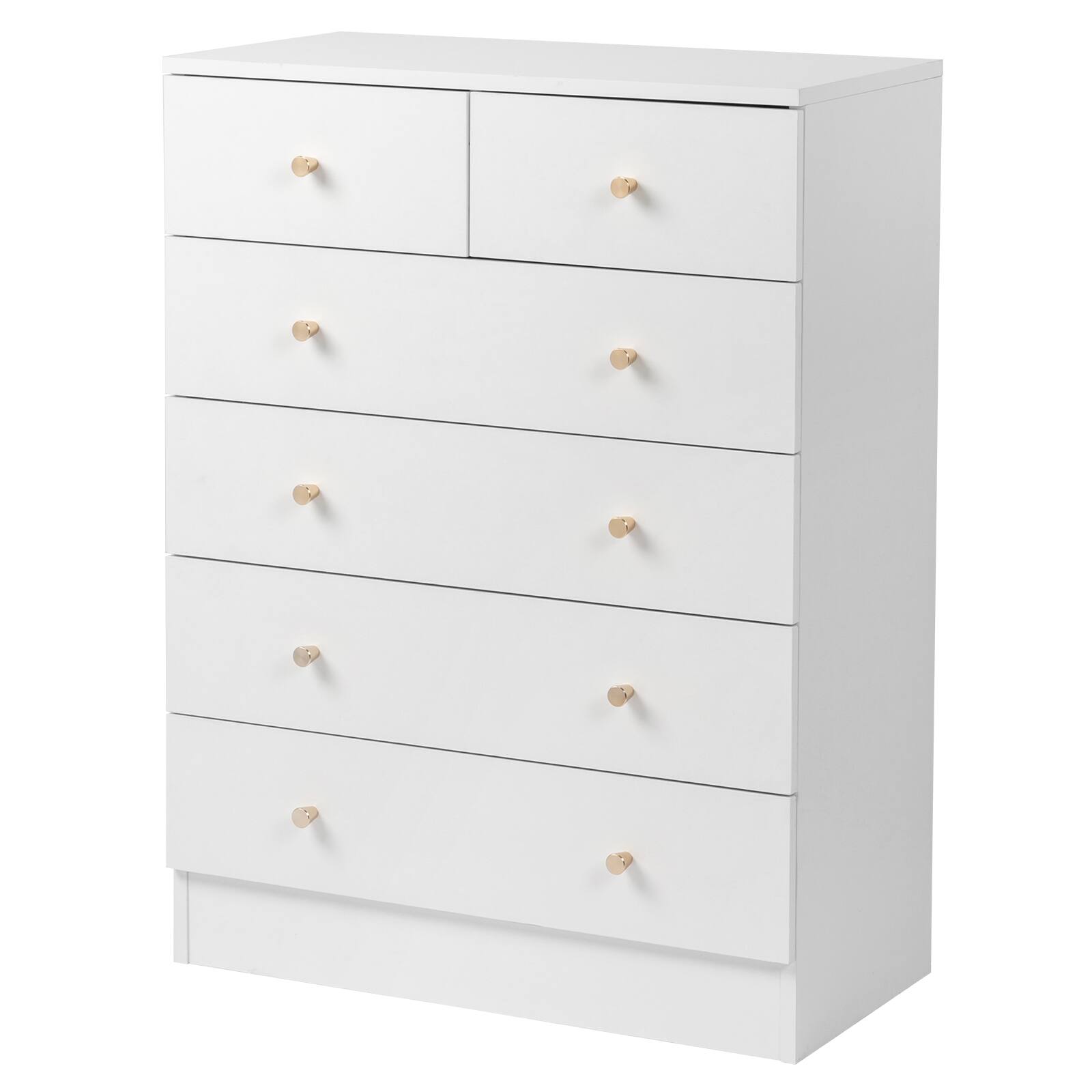 Alt View 1. Kadyn - 6 Drawer Dresser with Gold Handle, Nursery Dresser Chest Of Drawers Organizer - White.
