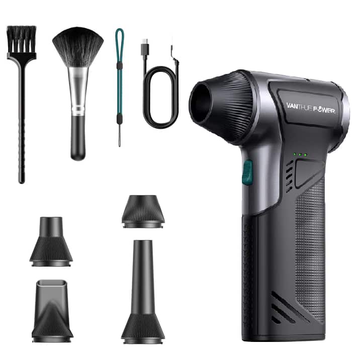 Vantrue - Power - T150 Compressed Air Duster, 110000RPM, 3-Gear Adjustable, Fast Charging, Hand-held, Versatile Usage - Black