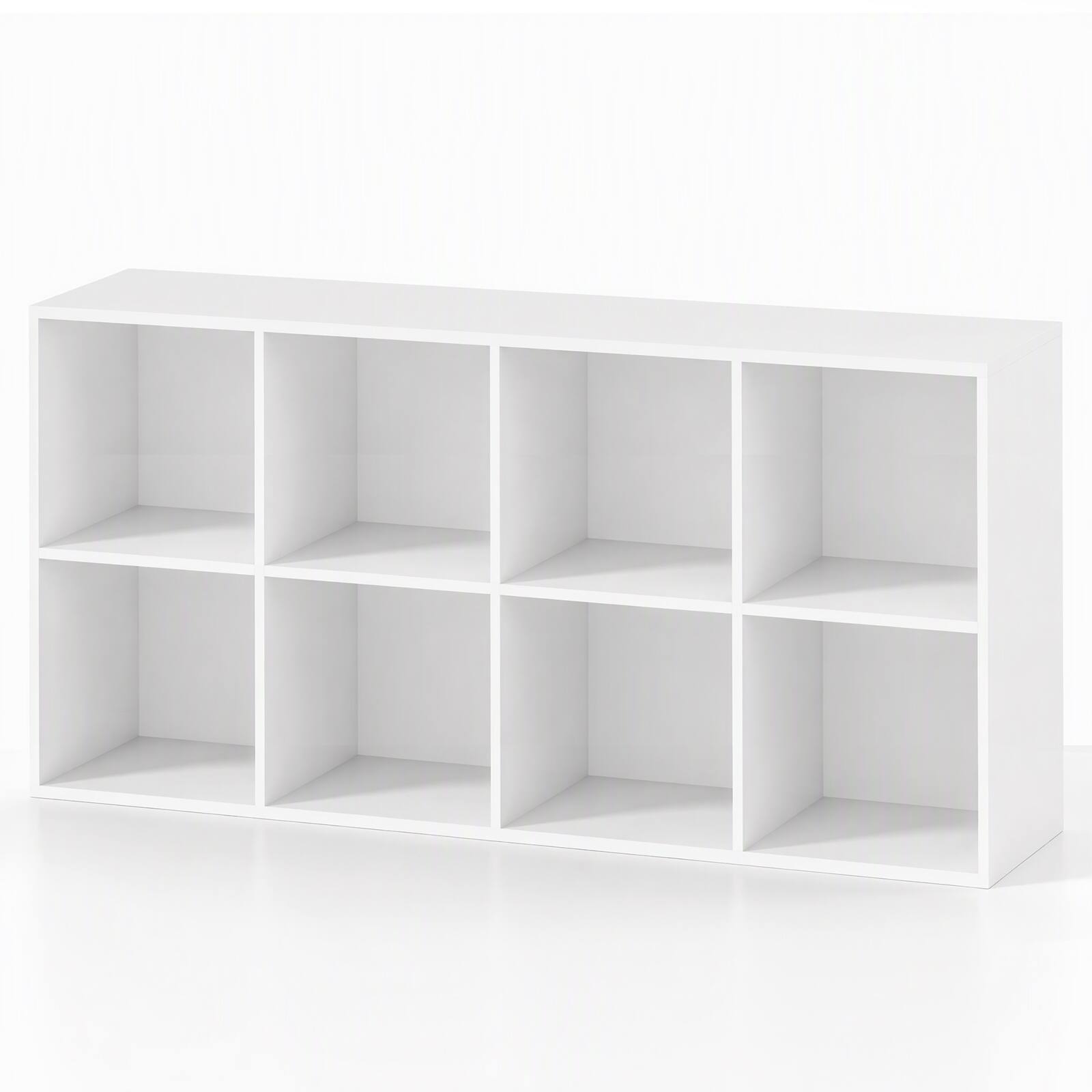 Alt View 9. Costway - Costway 8-Cube Bookcase Bookshelf with 2 Anti-Tipping Kits Storage Organizer Rustic White - White.
