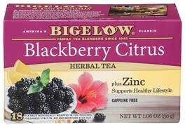 Bigelow - Blackberry Citrus Herbal Tea Plus Zinch - Case of 6 - 18 Bags