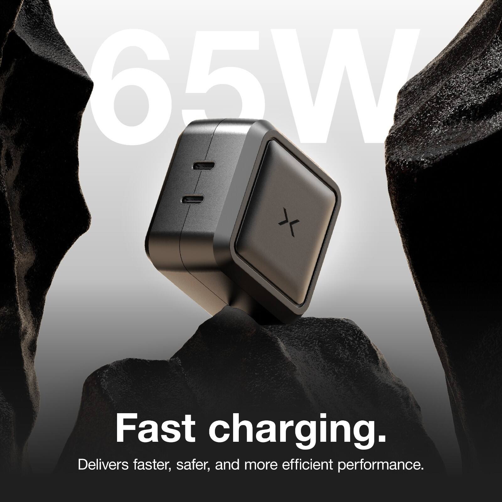 65W Fast charging. Delivers faster, safer, and more efficient performance.