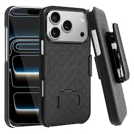 UUCOVER - For iPhone 18 Pro Case with Swivel Belt Clip Holster and Hidden Kickstand, Shockproof Full Body Rugged Protective Shell - Black