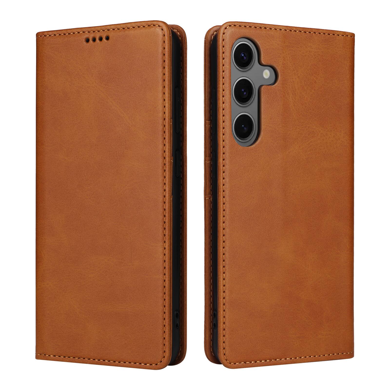 Alt View 2. Dteck - Folio Case for Samsung Galaxy S25,Wallet Case with Card Holder for Women Men,Shockproof PU Leather Flip Kickstand Cover - Brown.