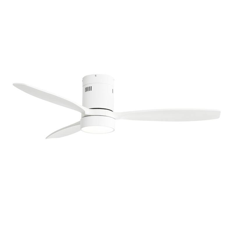 Alt View 6. Sofucor - 52IN Solid Wood Ceiling Fan with LED Light Remote Timer Reversible/Quiet 6 Speed Modern Bedroom Ceiling Fan - White.