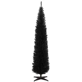 Homcom - Artificial Pencil Christmas Tree, Slim Xmas Tree with 618 Realistic Branch Tips and Plastic Stand - Black