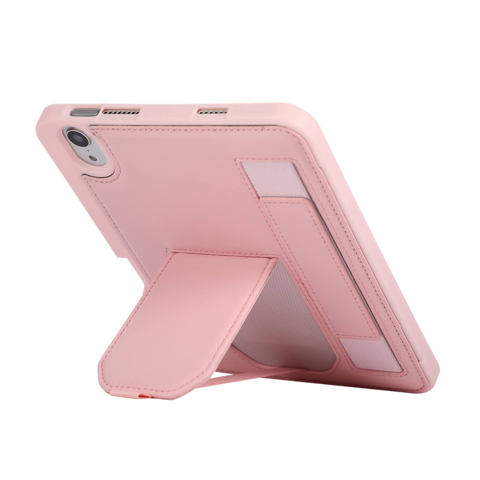 Alt View 1. UUCOVER - Case for iPad mini A17 Pro 8.3-inch 2024/iPad mini 6th Gen Shockproof PU Leather Hand Strap Stand Pencil Holder Cover - Pink.