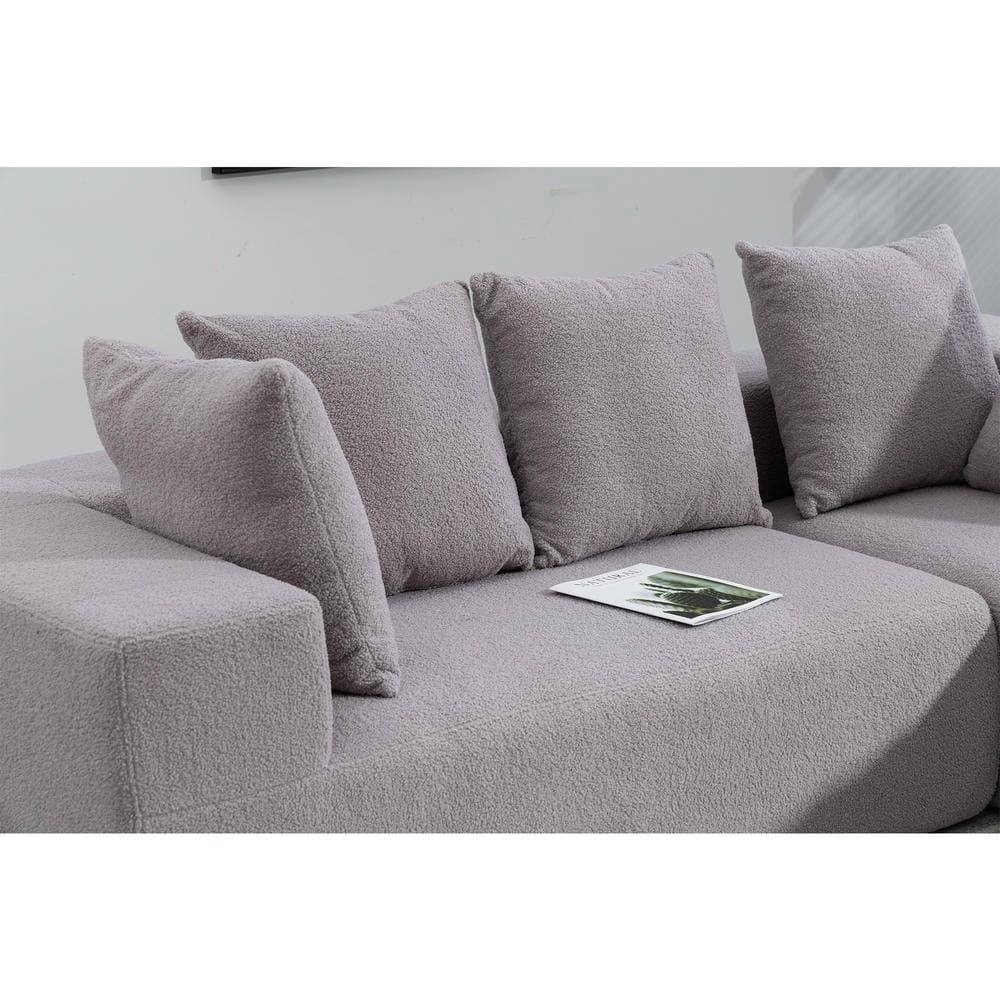Alt View 6. Kadyn - L-Shaped Full Foam Sectional Sofa, 5 Pillows, Compressed Shipping, Flannelette, Space Saving Design, Gray - Gray.