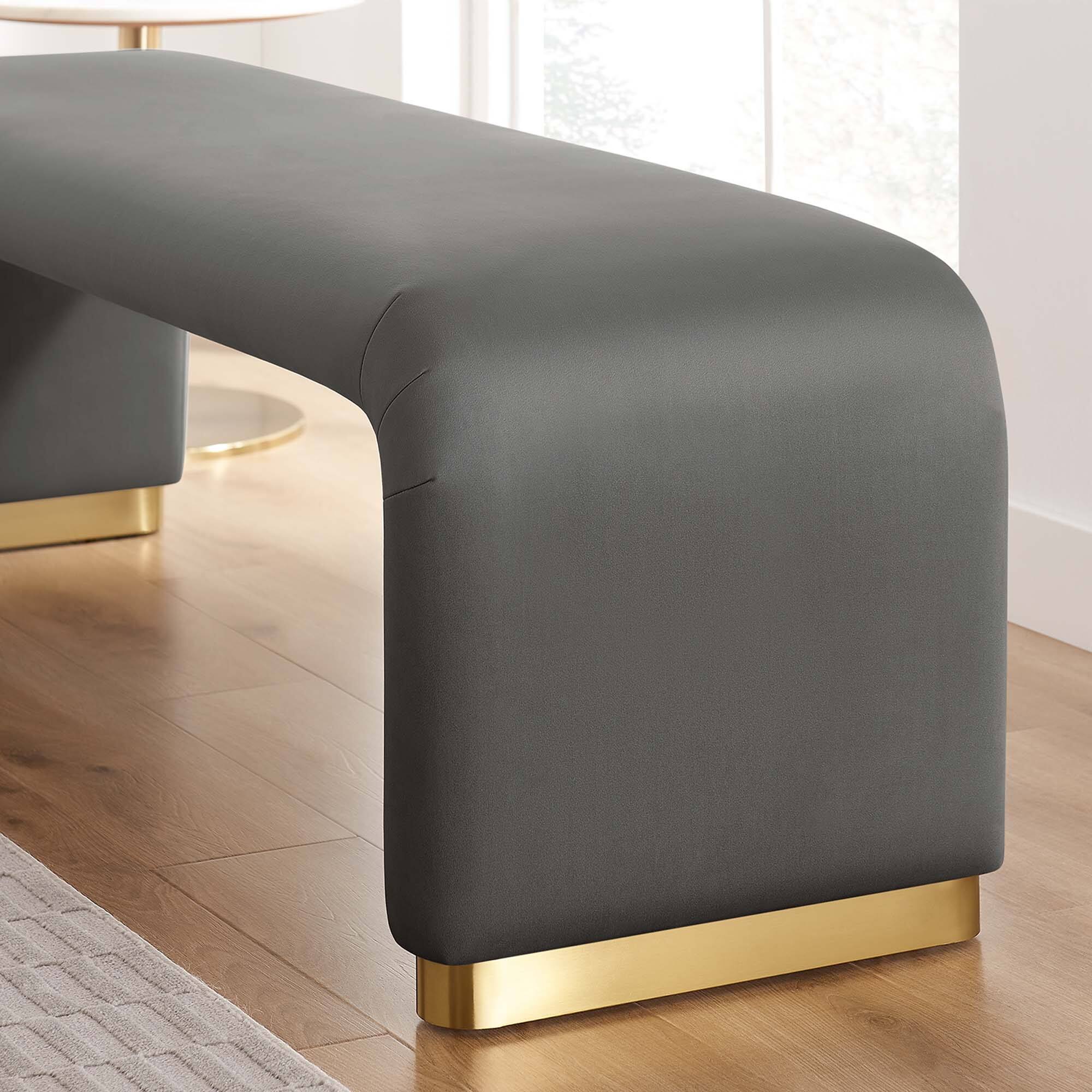 Alt View 5. Modway - Koda Performance Velvet Waterfall Long Bench by Modway - Gray.