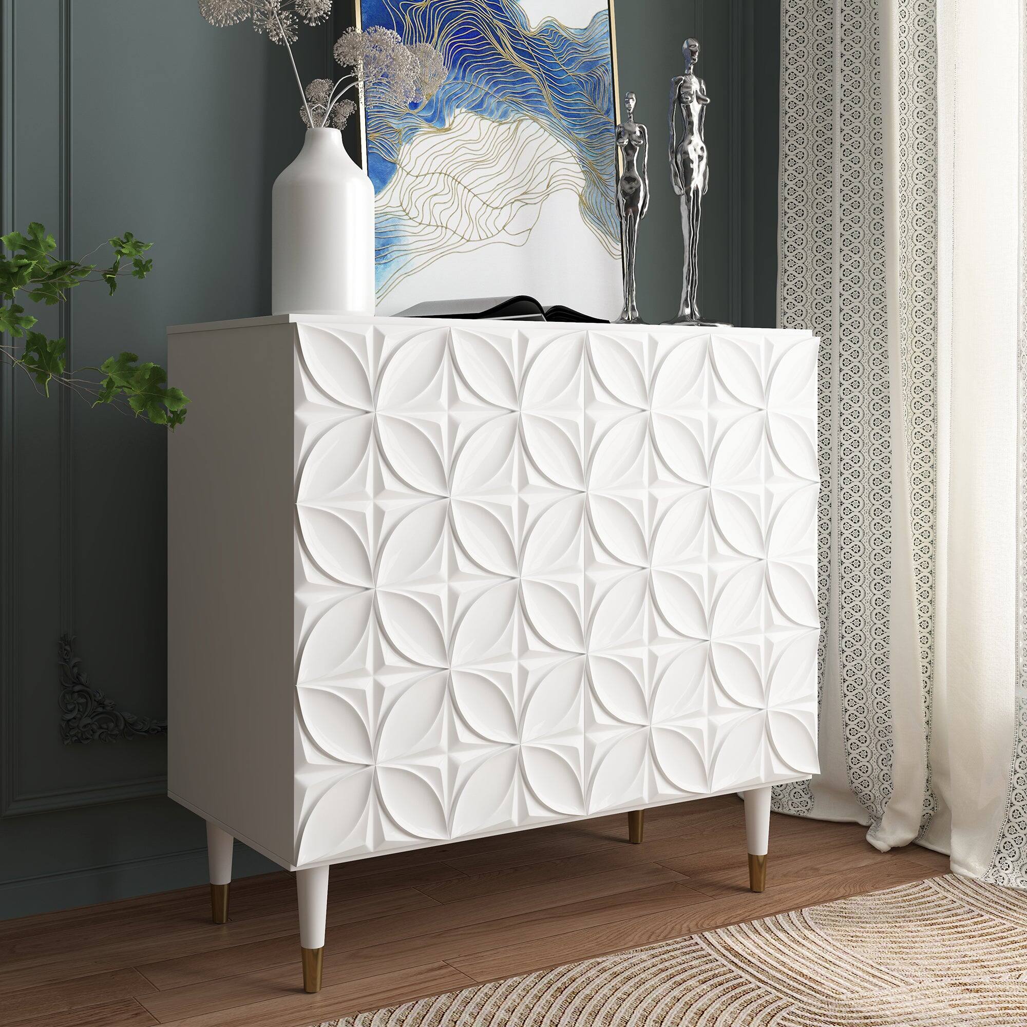 Alt View 2. Boyel Living - 2 Door Locker Accent Cabinet - White.