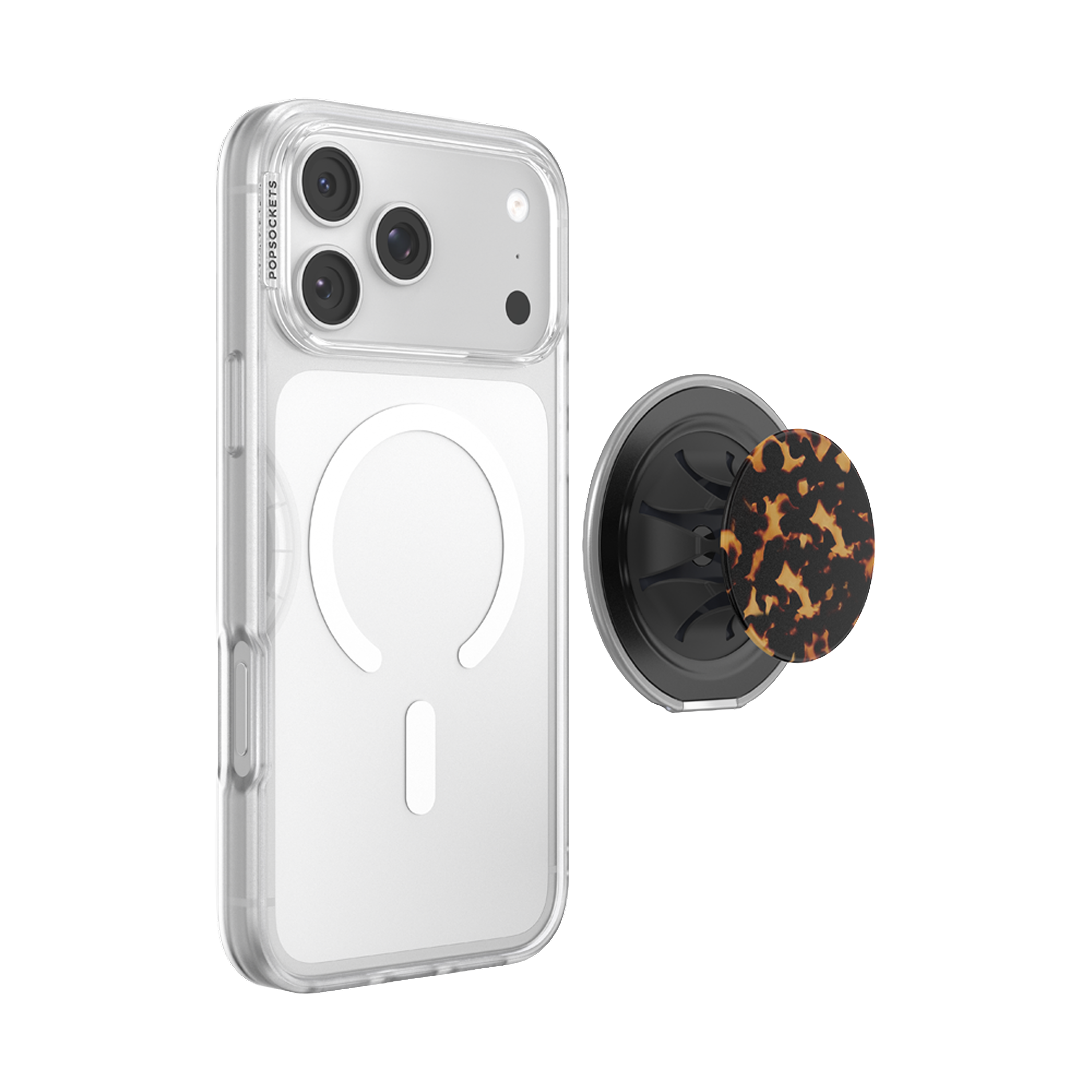 Alt View 10. PopSockets - PopSockets Low-Pro Grip for MagSafe, Ultra-Thin Magnetic Phone Grip with Kick-Out Stand - Tortoise.