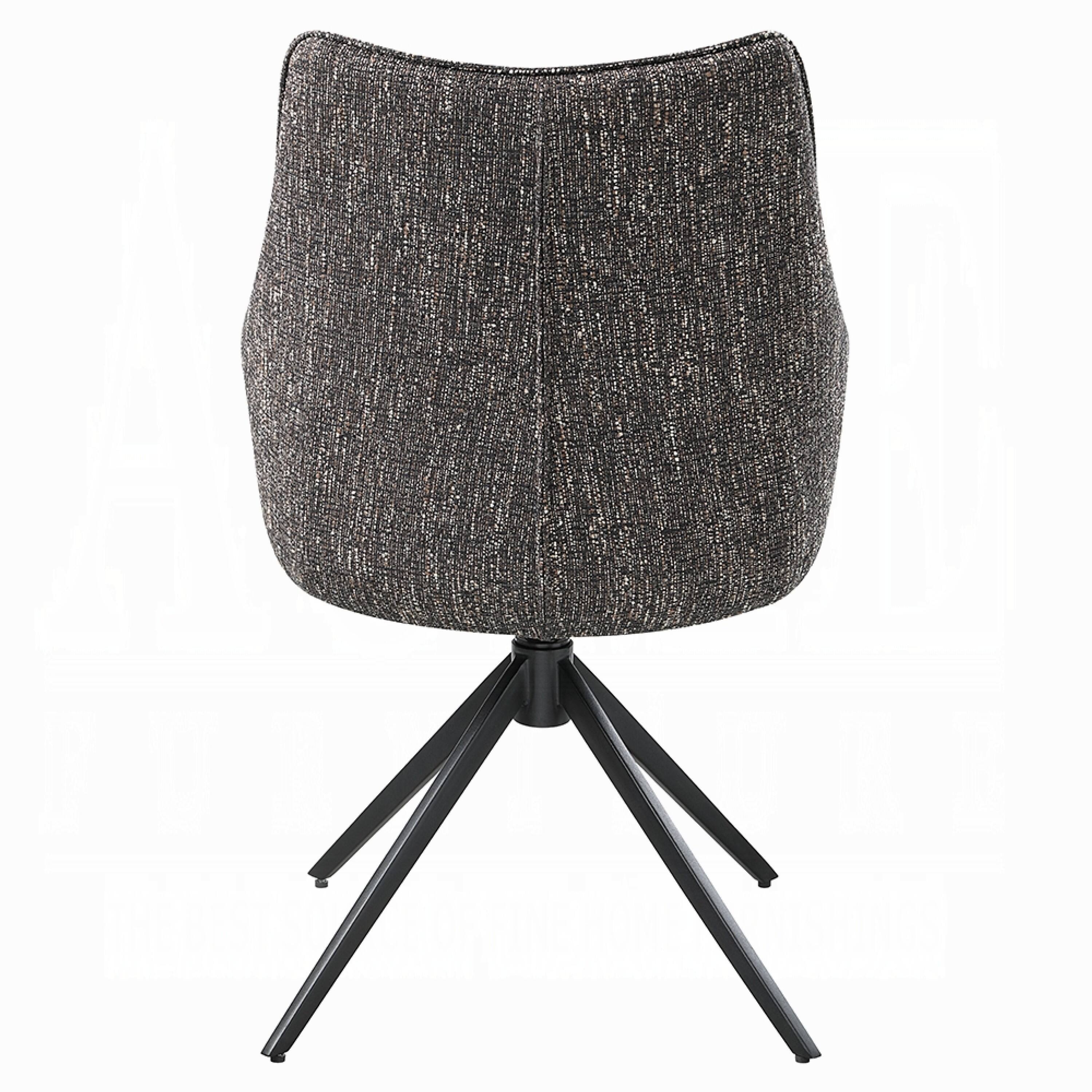 Alt View 3. Manhattan Lane - Maik Swivel Side Chair Set of 2, Wingback, Star Iron Base, Brown Chenille - Brown, Black.