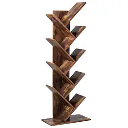 Costway - Tree Bookshelf 8-Tier Bookcase Free Standing Book Rack Display Stand - Brown