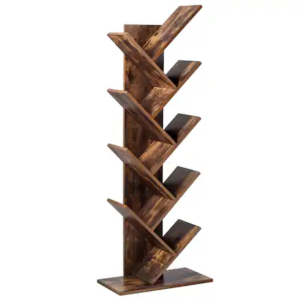 Front. Costway - Tree Bookshelf 8-Tier Bookcase Free Standing Book Rack Display Stand - Brown.