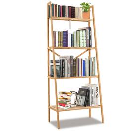 Ecooso - 4-Tier Bamboo Ladder Bookshelf Display Rack for Home Office or Bedroom Storage - Natural