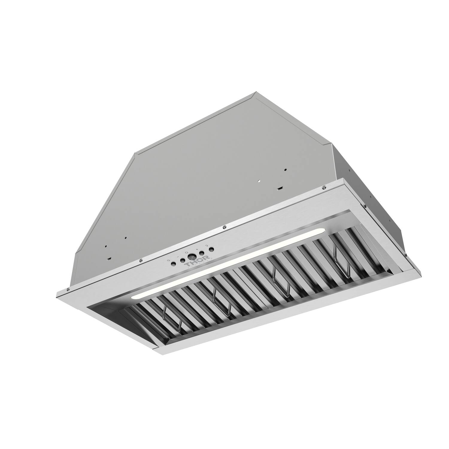 Angle. Thor Kitchen - 28 Inch Convertible Range Hood Insert in Stainless Steel - Stainless steel.