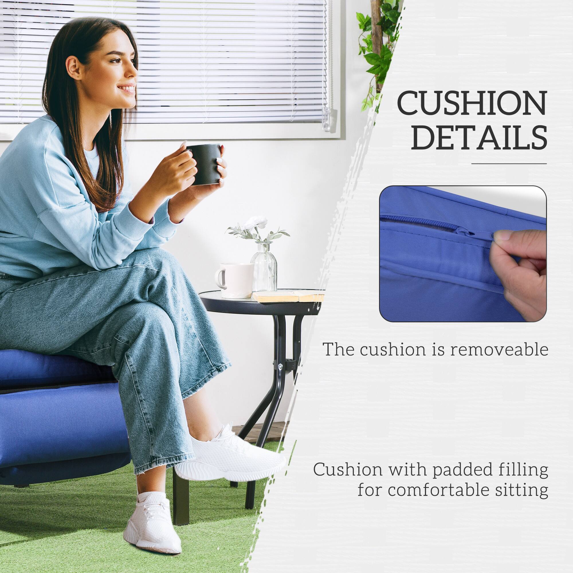 CUSHION DETAILS

The cushion is removable

Cushion with padded filling for comfortable sitting