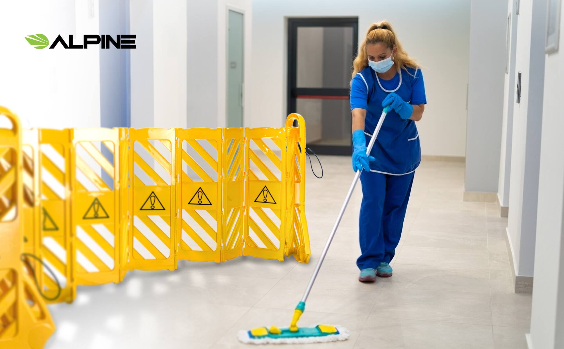 Alt View 9. Alpine Industries - Safety Fence Barrier, 13 ft. Expandable Mobile High Visibility Bilingual, Traffic Barricade - Yellow.