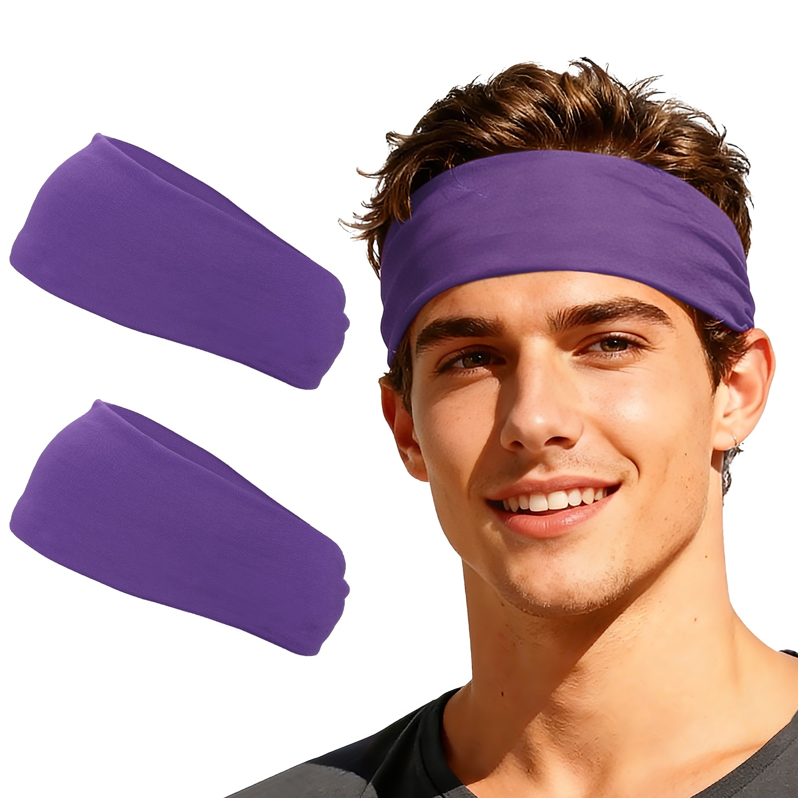 Unique Bargains - Sport Headbands for Men & Women, Stretchy Sweatband Absorbent Headbands, 2pcs - For Yoga/Sports/Running/Fitness/Cycling - Purple price history on PriceWatchPro