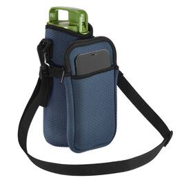 Unique Bargains - Neoprene Insulated Water Bottle Carrier Bag with Adjustable Strap & Phone Pocket for Hiking Sport - Blue