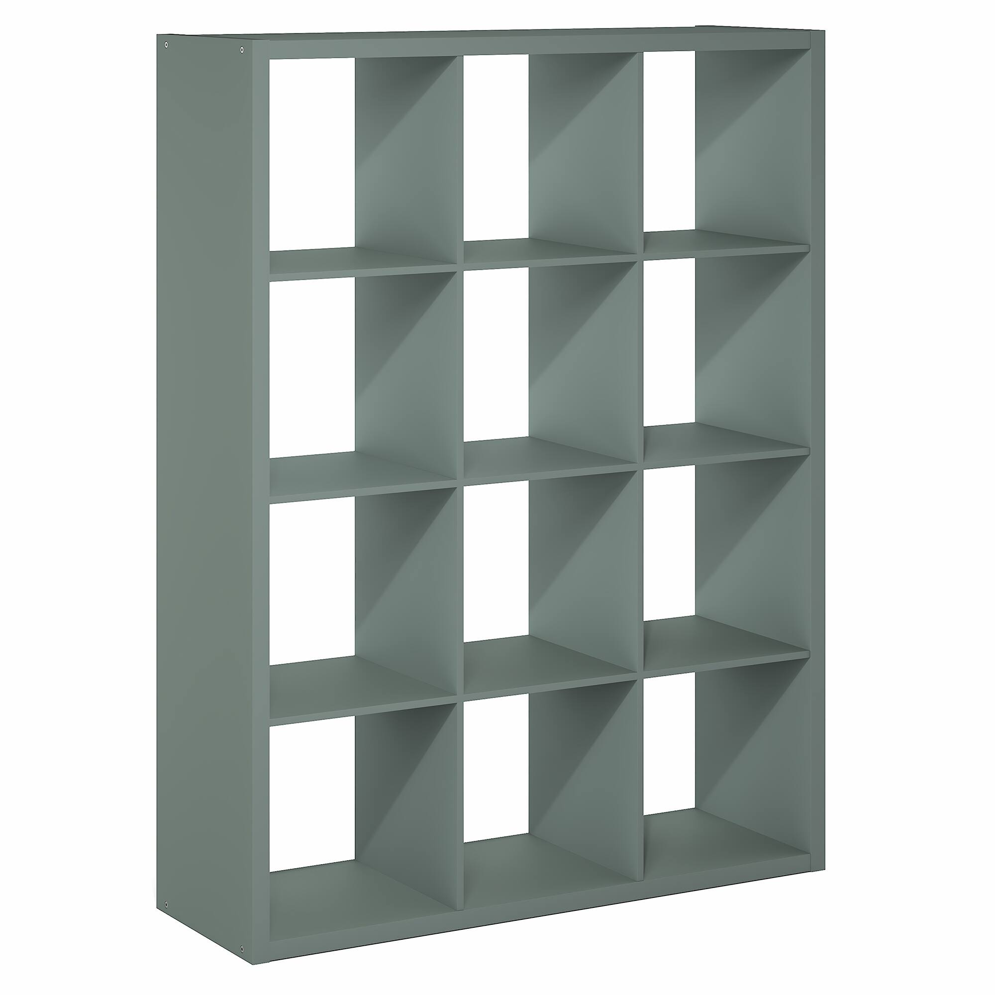 Alt View 5. Furinno - CUBICLE 12-Cube Thick Frame Bookshelf, Reversible Bookcase with Open Back, for Living Room, Bedroom, Home Office - Sage Green.
