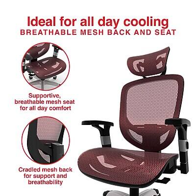 Ideal for all day cooling  
BREATHABLE MESH BACK AND SEAT  

- Supportive, breathable mesh seat for all day comfort  
- Cradled mesh back for support and breathability