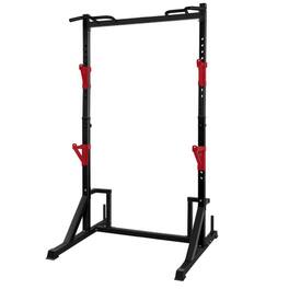 KERDOM - Height Adjustable Power Rack with Pull up Bar Muscles Trainer, Power Tower Pull Up Dip Station Heavy Capacity 700lbs - Black