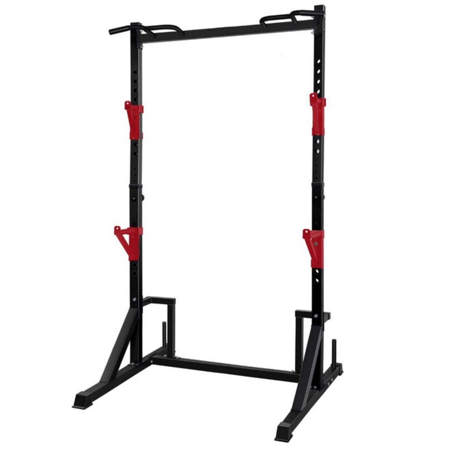 Front. KERDOM - Height Adjustable Power Rack with Pull up Bar Muscles Trainer, Power Tower Pull Up Dip Station Heavy Capacity 700lbs - Black.