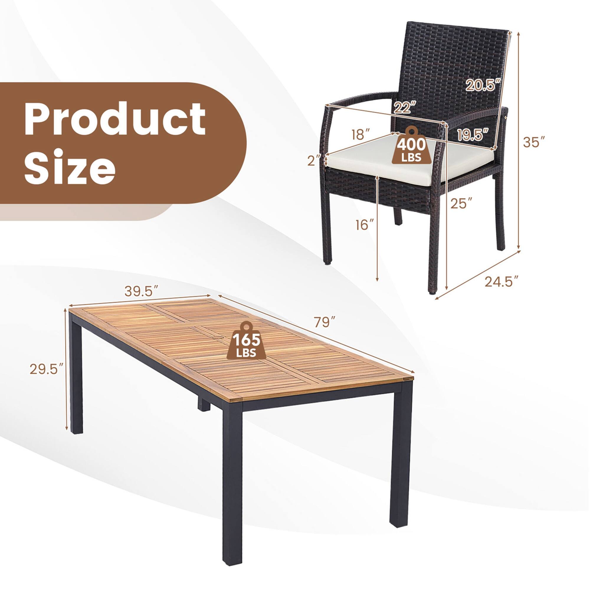 Product Size: 2 18" 16" 22" 400 LBS 20.5" 19.5" 25" 35" 39.5" 24.5" 29.5" 165 LBS 79"