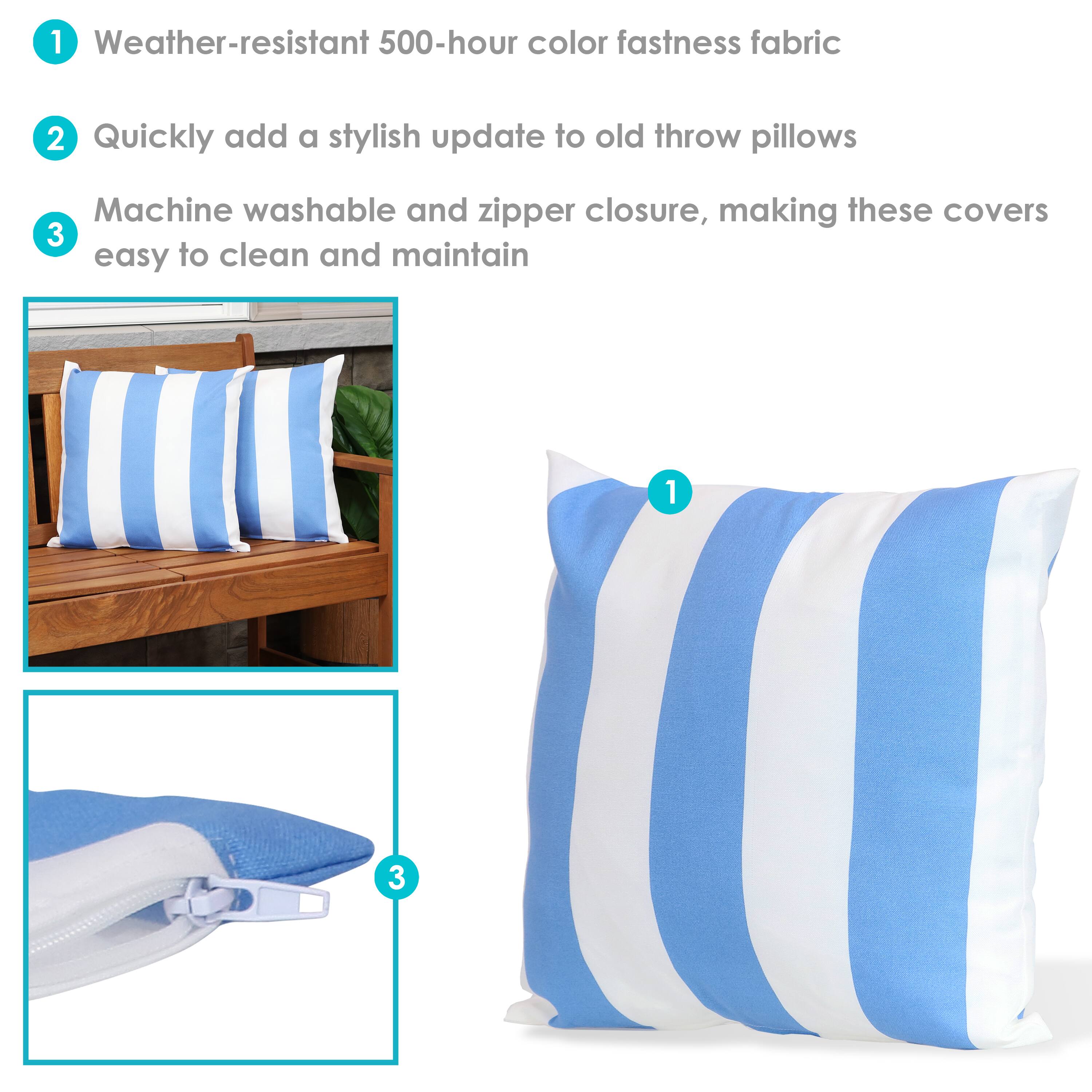 1. Weather-resistant 500-hour color fastness fabric
2. Quickly add a stylish update to old throw pillows
3. Machine washable and zipper closure, making these covers easy to clean and maintain