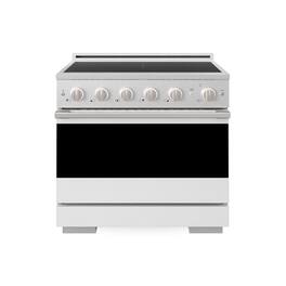 ZLINE - 36 in. 5.2 cu. ft. Marino Freestanding Induction Range with 5 Burners and Convection Oven in Satin Steel w/ white Door - White Matte