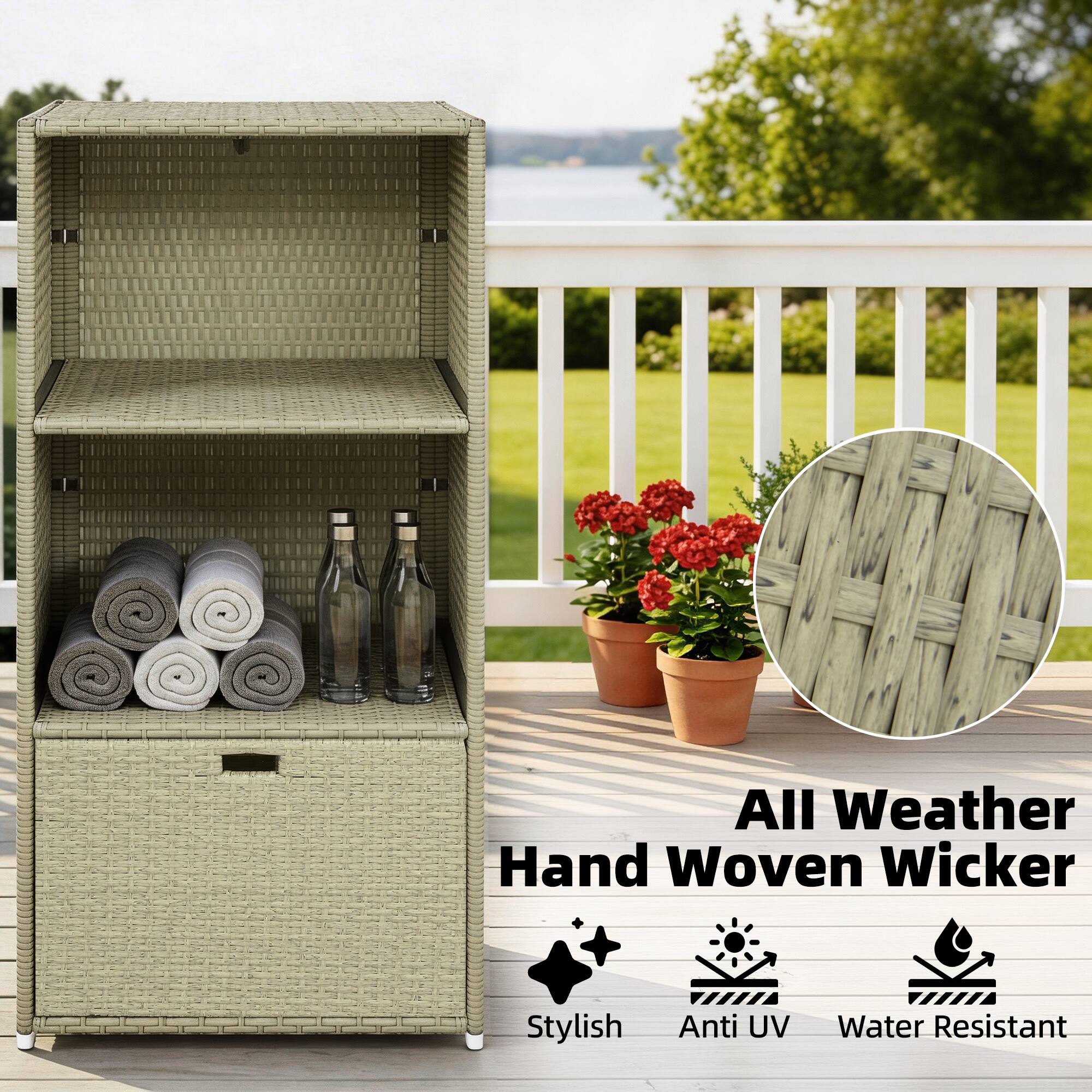 All Weather Hand Woven Wicker  
Stylish  
Anti UV  
Water Resistant