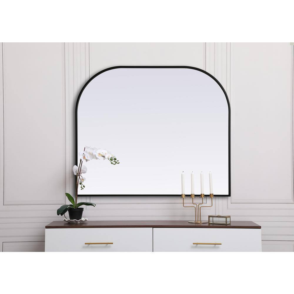 Alt View 3. Elegant Decor - Metal Frame Arch Mirror 40x34 Inch in Black - Black.
