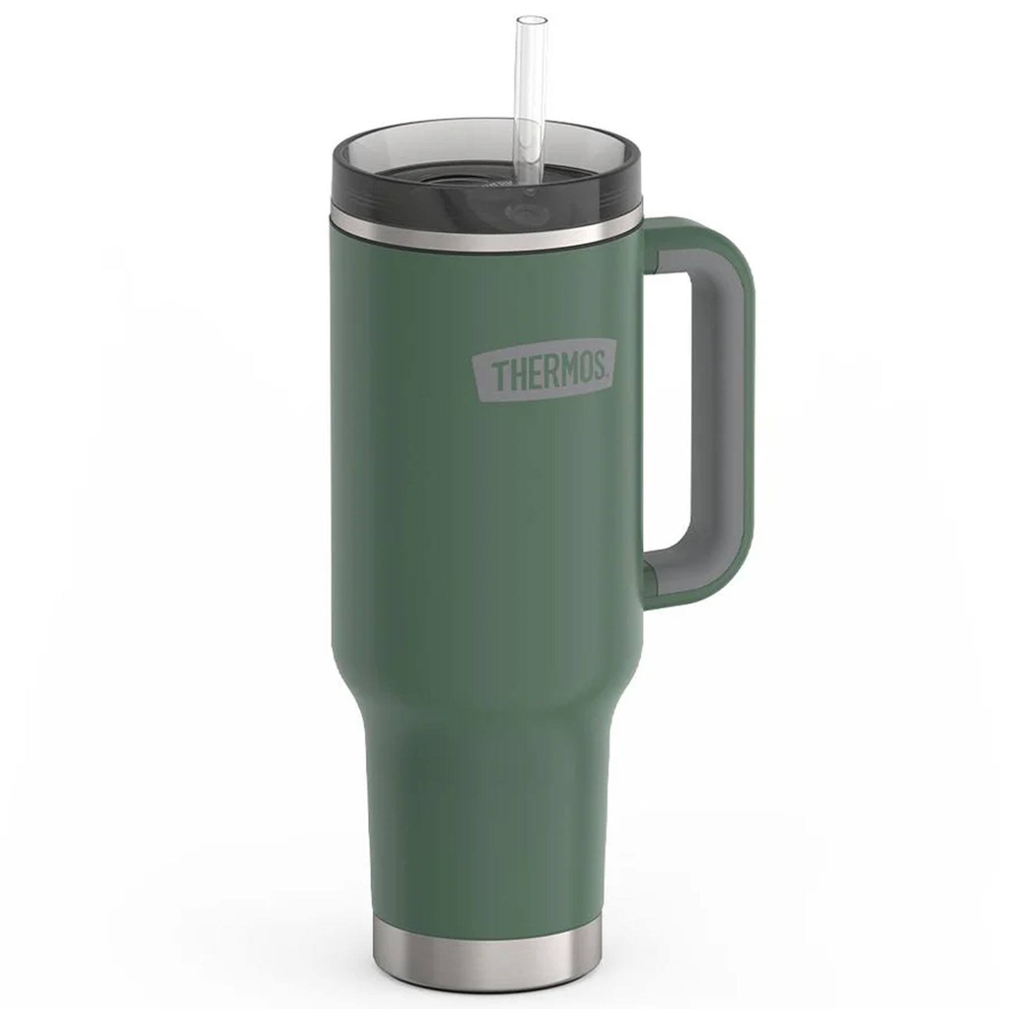 Alt View 1. Thermos - Thermos 40 oz Stainless Steel Cup Holder Mug w/ Straw - Alpine Green - Alpine Green.