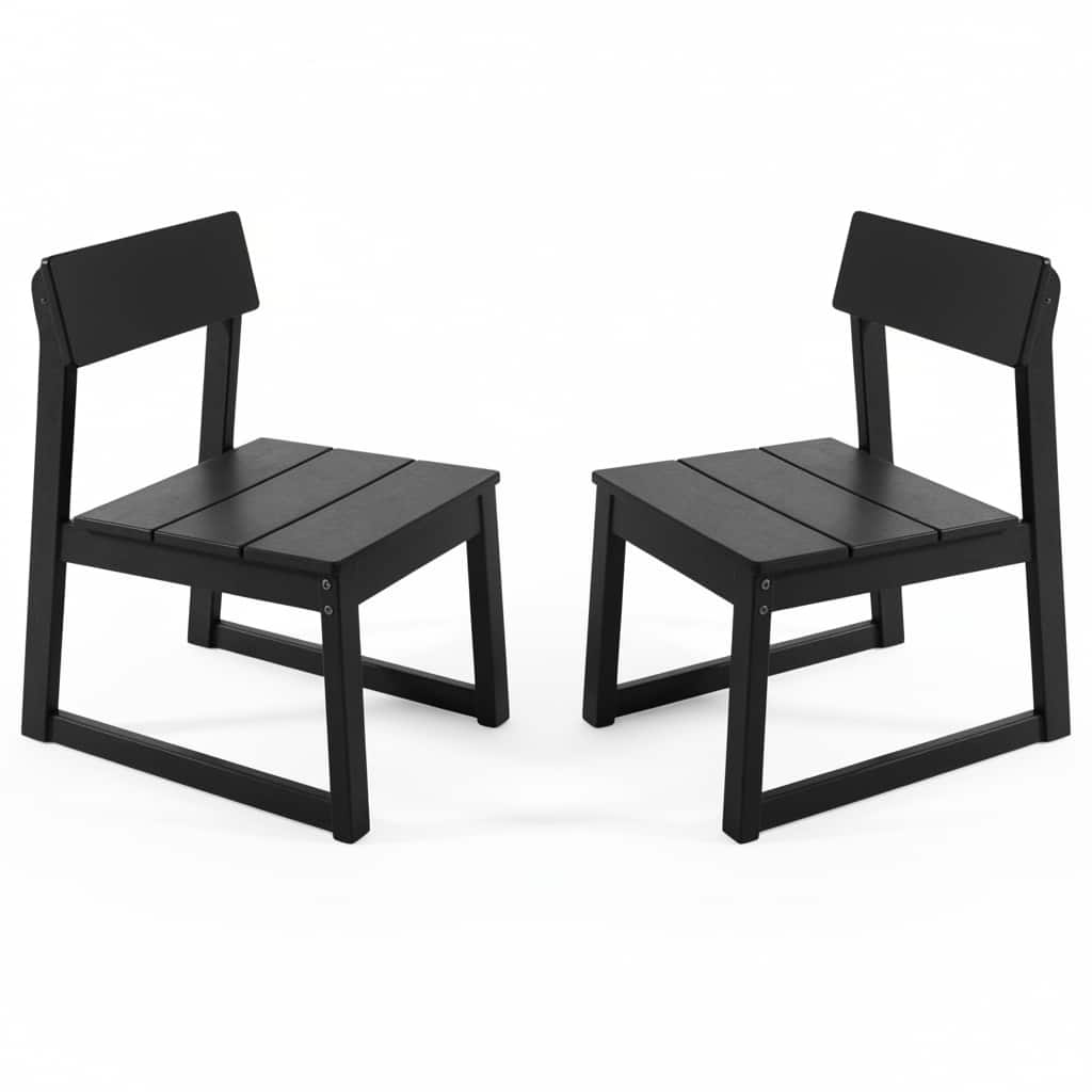 Anysun - Modernist Designt Outdoor HDPE Chair with Integrated Backrest, Set of 2 - Black
