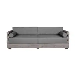 Armen Living - Vivid Outdoor Patio Sofa Eucalyptus Wood with Olefin Cushions - Gray