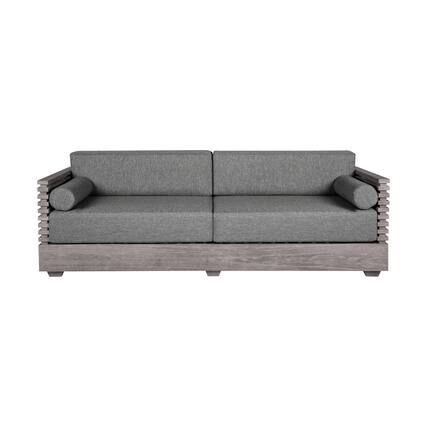 Front. Armen Living - Vivid Outdoor Patio Sofa in Gray Eucalyptus Wood with Gray Olefin Cushions - Gray.