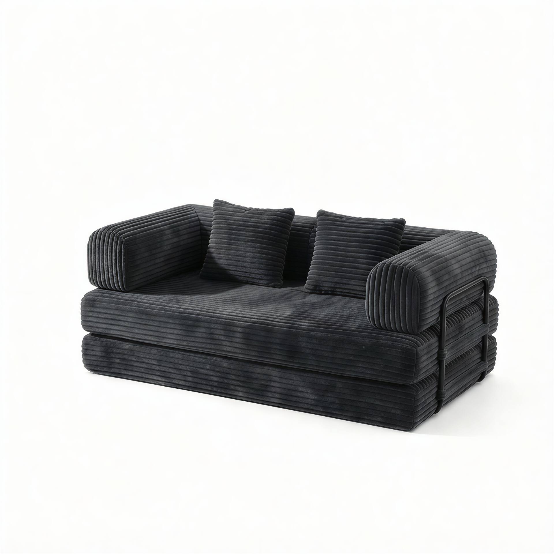 Alt View 5. Meqiodas - Compression Sofa,Convertible Floor Sofa Bed-with Pillow Back Support Armrest,Comfy Futon Couch Sleeper Bed - Grey.