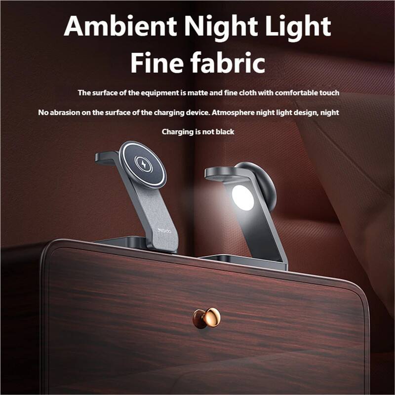 Ambient Night Light  
Fine fabric  

The surface of the equipment is matte and fine cloth with comfortable touch. No abrasion on the surface of the charging device. Atmosphere night light design, night charging is not black.