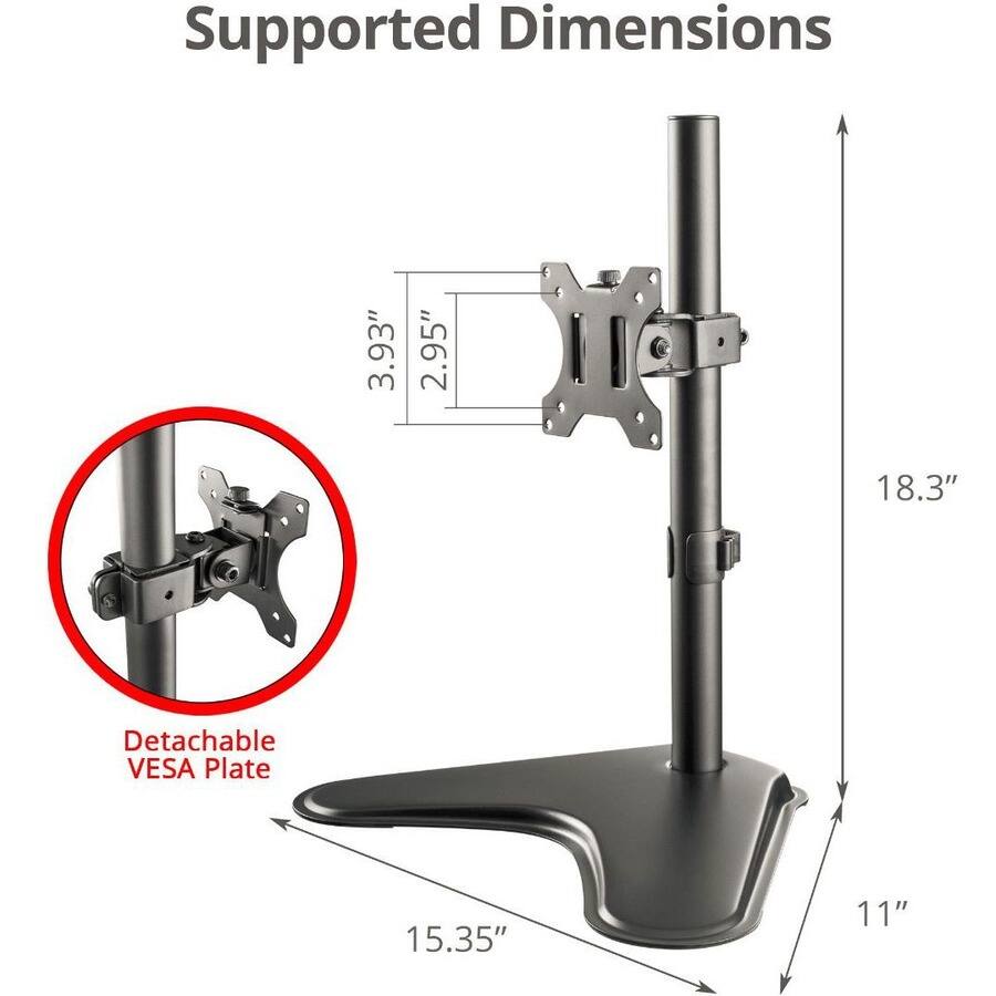 SIIG Height Adjustable Single Monitor Desk Stand for 13 to 32