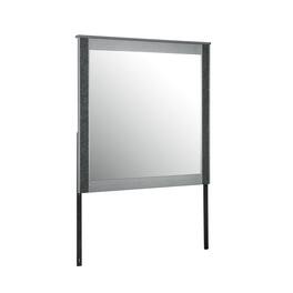 BreeBe - Lorenzo Large Scale Mirror with Sleek Wood Frame and Glittered Detailing - Silver