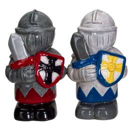Pacific Trading - White And Black Knights Ceramic Magnetic Salt and Pepper Shakers Set - Multicolor
