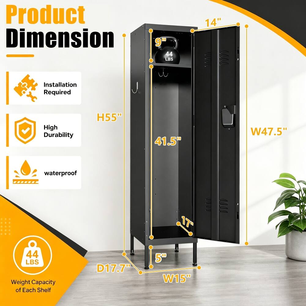 Product Dimension  
9" x 14" x 41.5" x 47.5" x 17" x 5" x 15" x 17.7"  
44 LBS Weight Capacity of Each Shelf  
Installation Required  
High Durability  
Waterproof