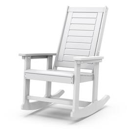 FODINGHILL - Oversized HDPE Rocking Chairs, High Back Porch Rockers for Patio Backyard - White