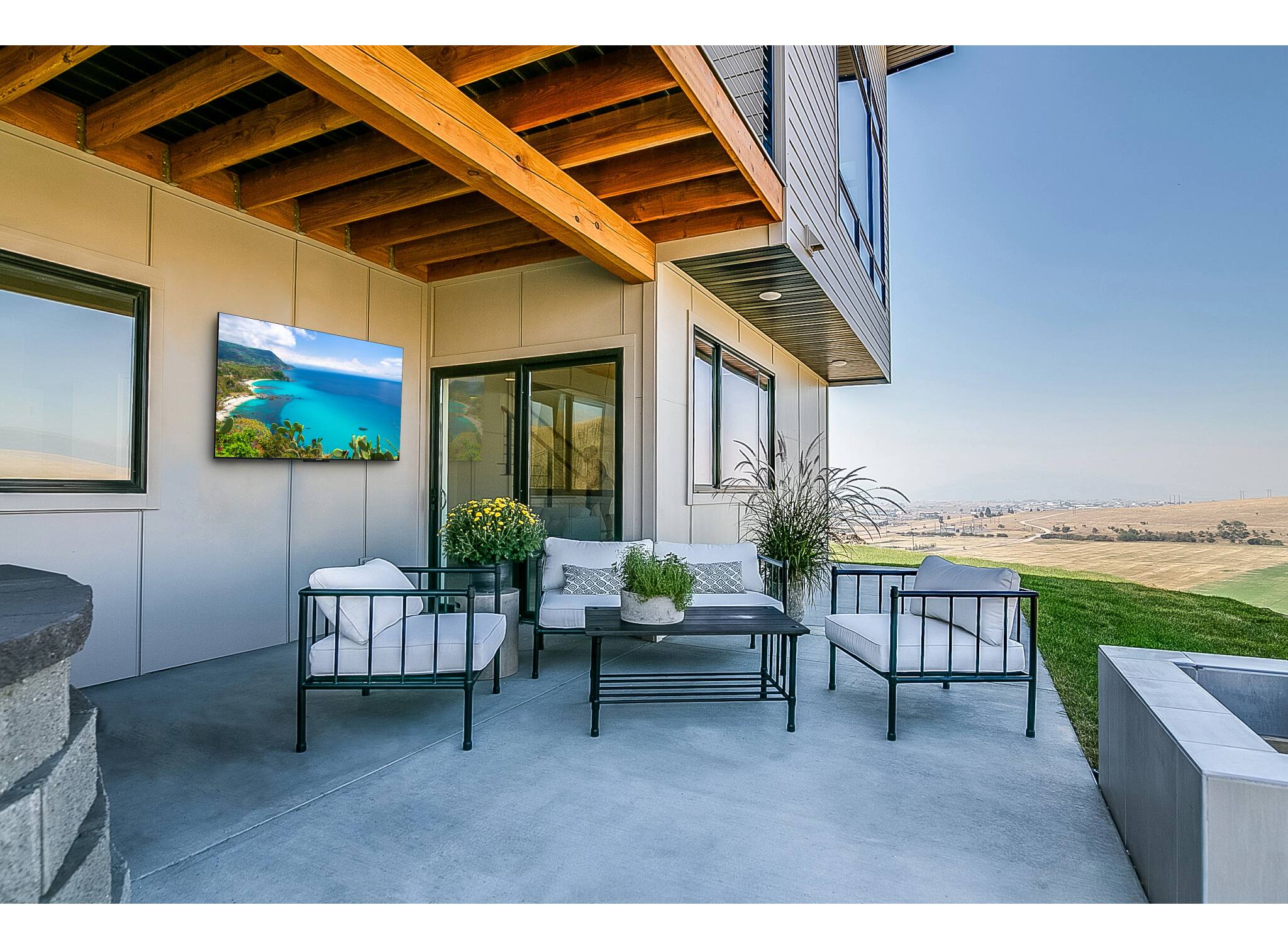 Alt View 3. Neptune - 65" Class 4K LCD Outdoor Shade Smart TV (Google Play), Dust Cover, Tilt Mount Bundle.