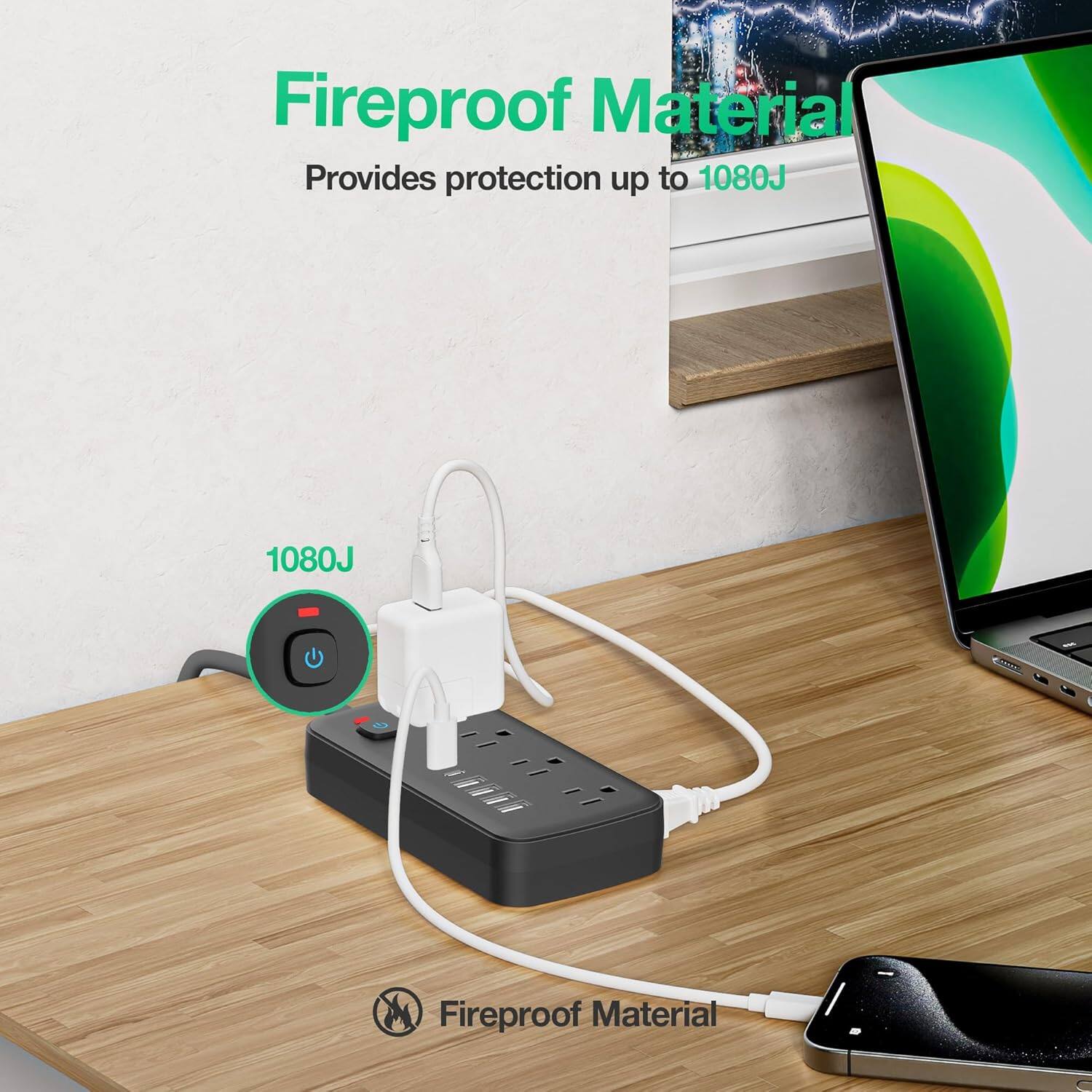 Fireproof Material  
Provides protection up to 1080J  

1080J  

Fireproof Material