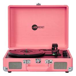 Arkrocket - Curiosity III Suitcase Bluetooth Record Player Turntable built-in Speakers ( - Neon Pink
