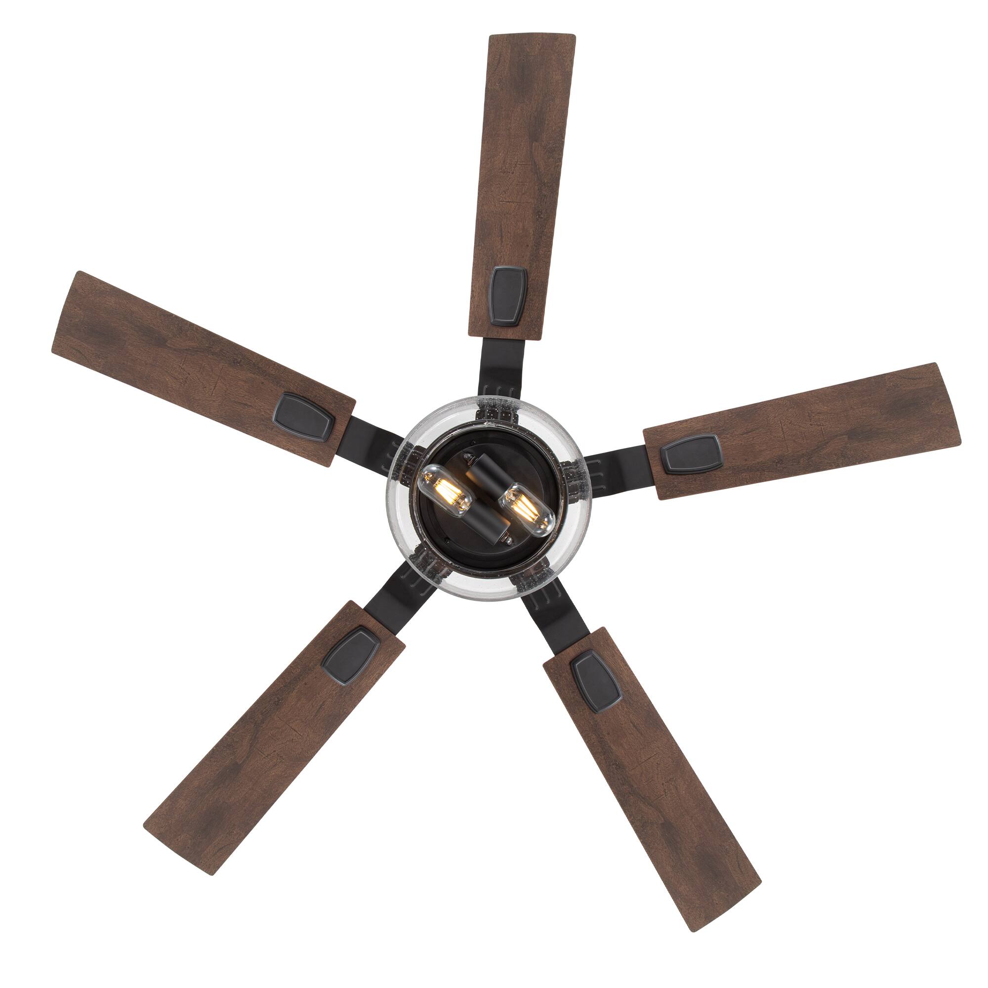 Alt View 9. Breezary - 52-Inch Ceiling Fan with 5 Plywood Dual Finish Blades,  6-Speed DC Motor, 6'' Downrod, Remote Control&Timer - Matte Black and Dark Wood Grain + Light Wood Grain.
