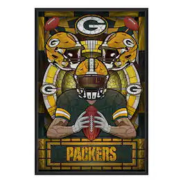 Sporticulture - Bay Packers Framed Stained Glass Art Print - Green