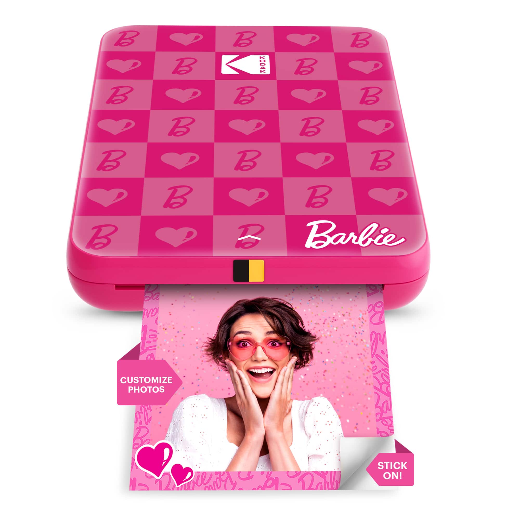 Barbie x Kodak Step Slim RODMPSB10 Wireless Instant Portable Photo Printer, 2x3" Full Color Portable Printer - Dark Pink - Front_Zoom